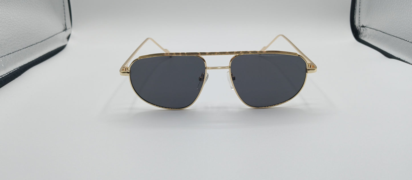 90's Look Sunglasses Aviator/Black Lens Gold/ UV 400 Protection Sample