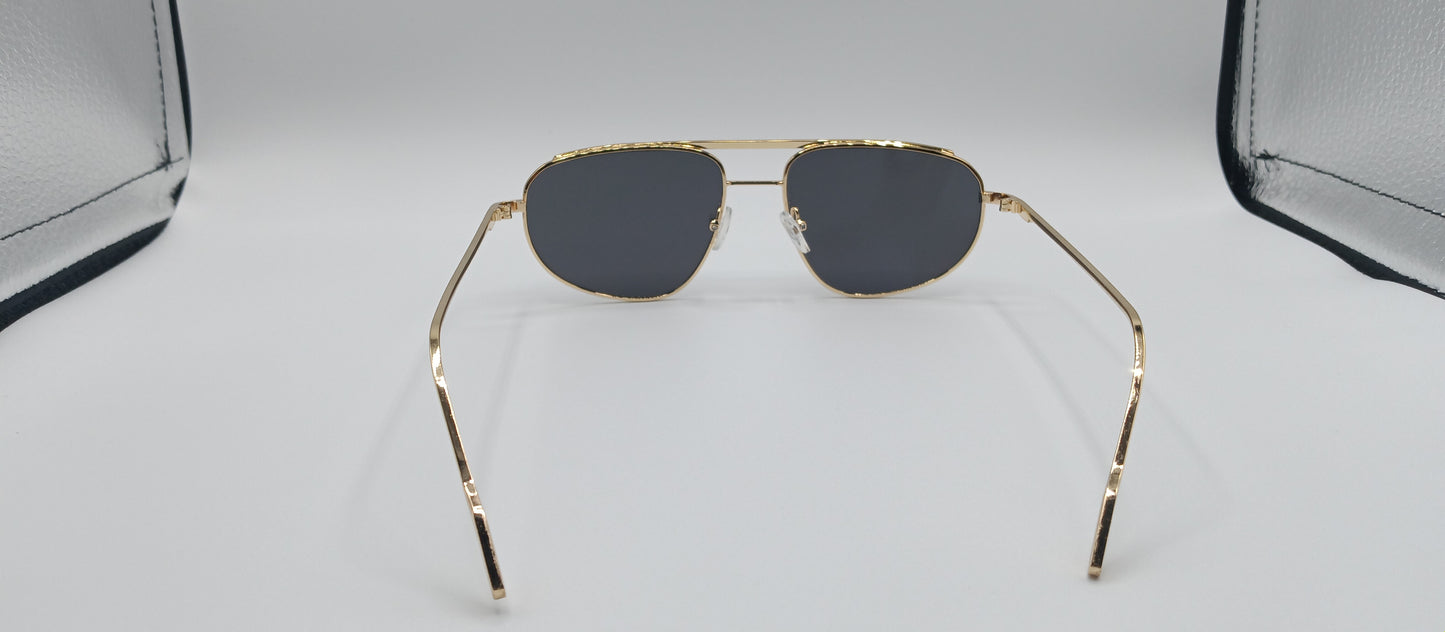 90's Look Sunglasses Aviator/Black Lens Gold/ UV 400 Protection Sample